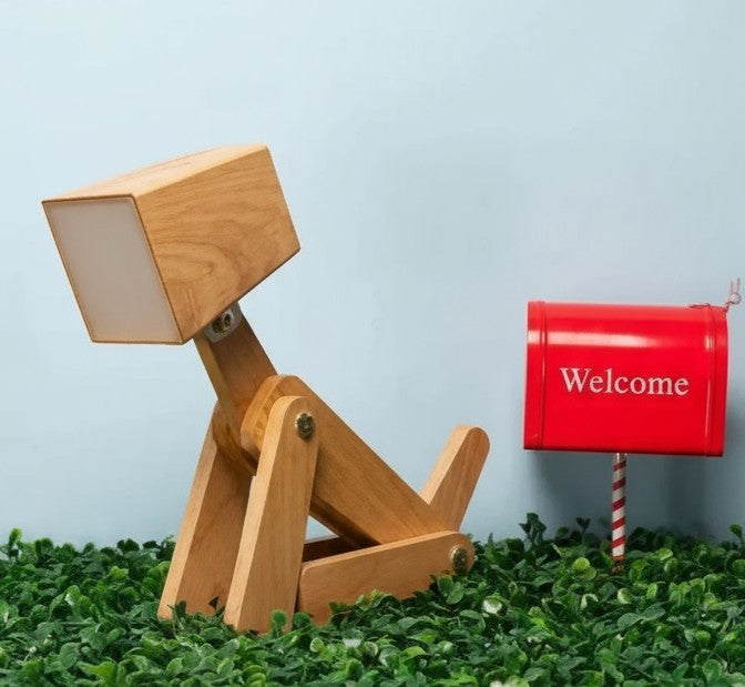 Glanciety Wooden Dog-Shaped Lamp