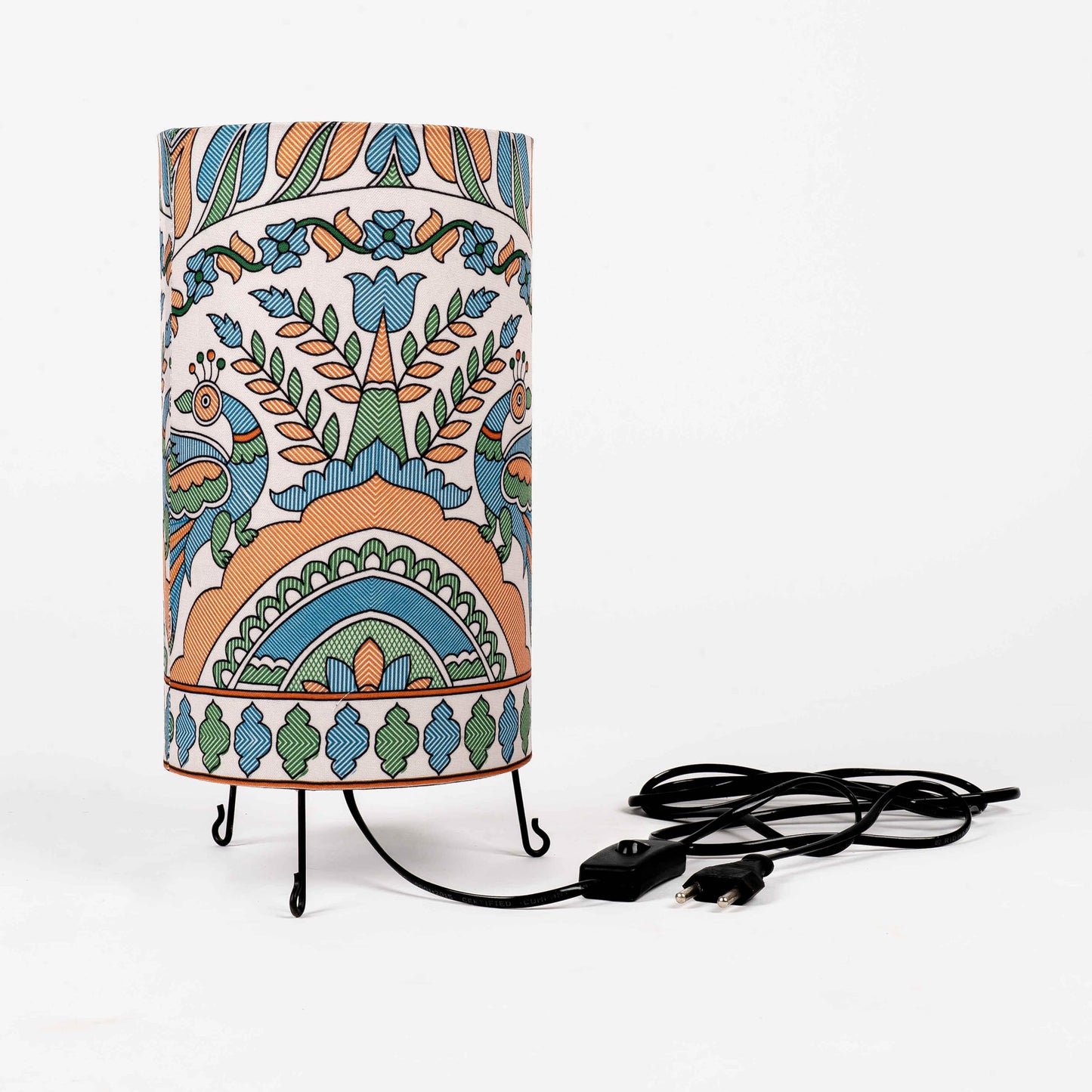 Glanciety Handicraft Table Lamp – Madhubani Art on Fabric Shade