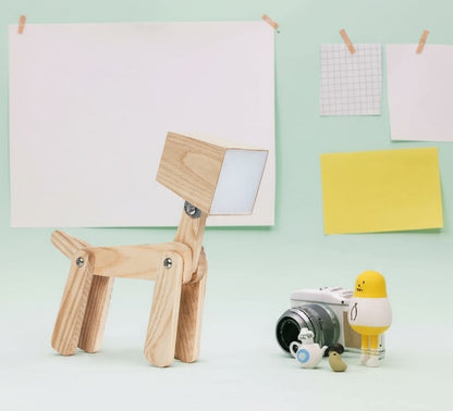 Glanciety Wooden Dog-Shaped Lamp