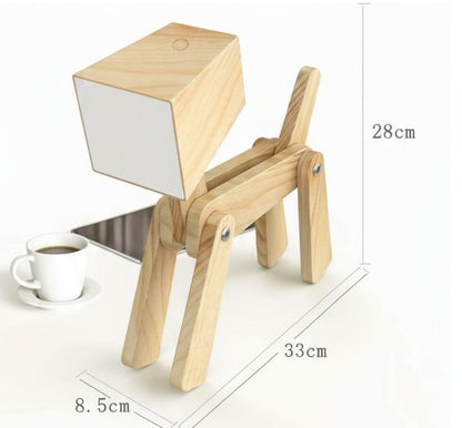 Glanciety Wooden Dog-Shaped Lamp