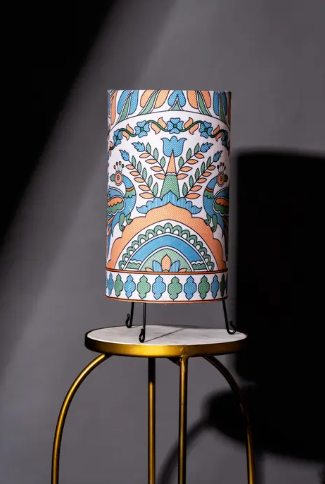 Glanciety Handicraft Table Lamp – Madhubani Art on Fabric Shade