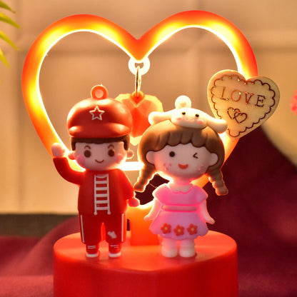 Glanciety Cute Romantic Couple Love Showpiece With Heart Frame