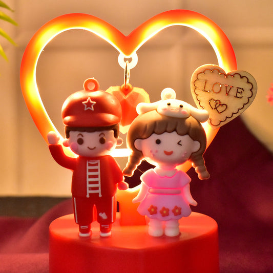 Glanciety Cute Romantic Couple Love Showpiece With Heart Frame
